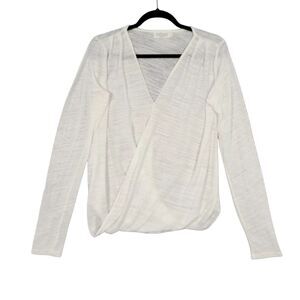 VELVET By GRAHAM SPENCER White Sheer Faux Wrap Long Sleeve Top SIZE SMALL